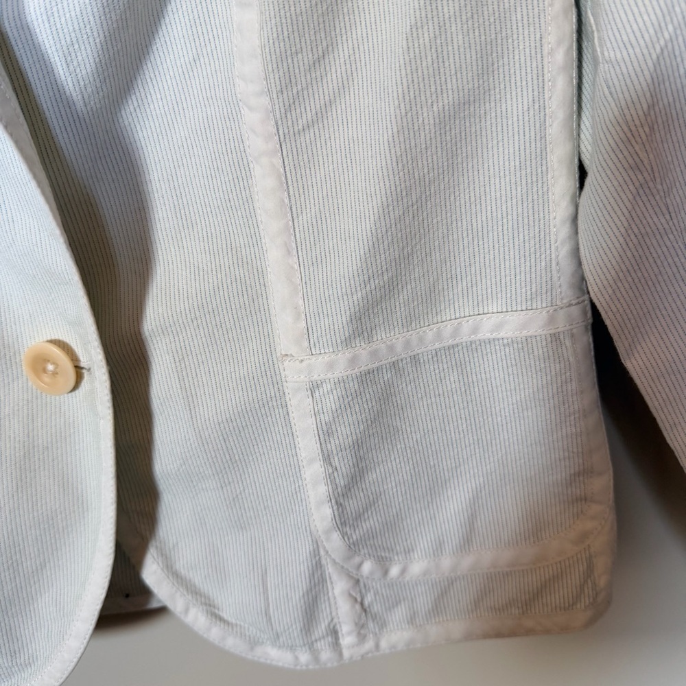 Vintage gap pinstripe cotton blazer white and blue L - Picture 3 of 5